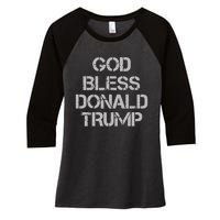 God Bless Donald Trump Women's Tri-Blend 3/4-Sleeve Raglan Shirt