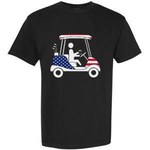 Golfing Beer Drinker Usa American Flag Golf Cart Gift Garment-Dyed Heavyweight T-Shirt