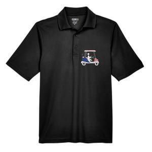 Golfing Beer Drinker Usa American Flag Golf Cart Gift Men's Origin Performance Pique Polo