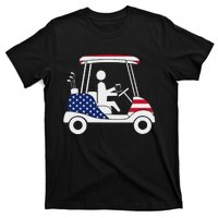 Golfing Beer Drinker Usa American Flag Golf Cart Gift T-Shirt