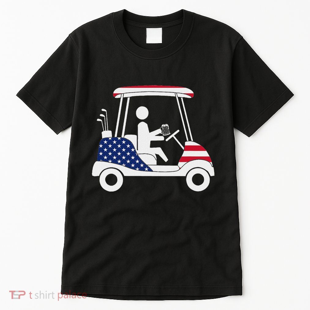 Golfing Beer Drinker Usa American Flag Golf Cart Gift Tall T-Shirt