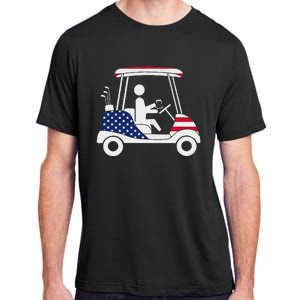 Golfing Beer Drinker Usa American Flag Golf Cart Gift Adult ChromaSoft Performance T-Shirt