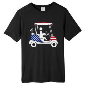 Golfing Beer Drinker Usa American Flag Golf Cart Gift Tall Fusion ChromaSoft Performance T-Shirt