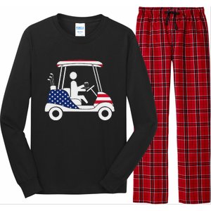 Golfing Beer Drinker Usa American Flag Golf Cart Gift Long Sleeve Pajama Set