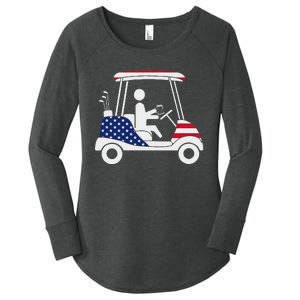 Golfing Beer Drinker Usa American Flag Golf Cart Gift Women's Perfect Tri Tunic Long Sleeve Shirt