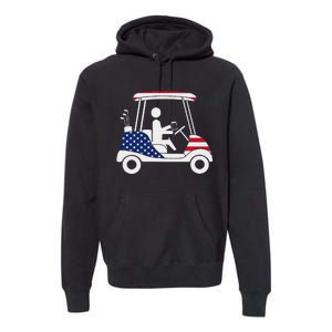 Golfing Beer Drinker Usa American Flag Golf Cart Gift Premium Hoodie