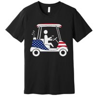 Golfing Beer Drinker Usa American Flag Golf Cart Gift Premium T-Shirt