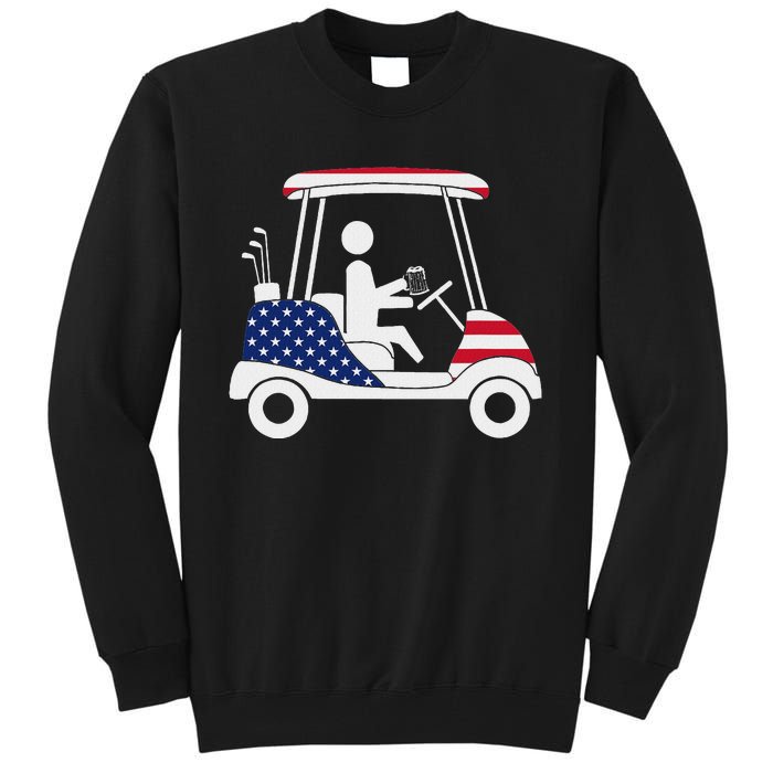 Golfing Beer Drinker Usa American Flag Golf Cart Gift Tall Sweatshirt