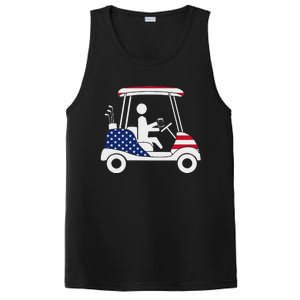 Golfing Beer Drinker Usa American Flag Golf Cart Gift PosiCharge Competitor Tank