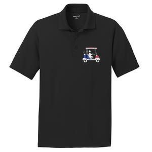 Golfing Beer Drinker Usa American Flag Golf Cart Gift PosiCharge RacerMesh Polo