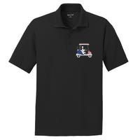 Golfing Beer Drinker Usa American Flag Golf Cart Gift PosiCharge RacerMesh Polo