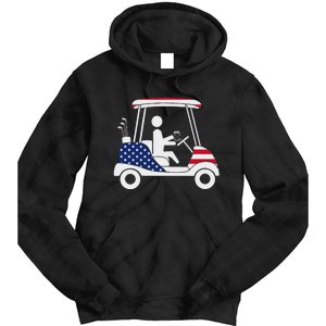 Golfing Beer Drinker Usa American Flag Golf Cart Gift Tie Dye Hoodie