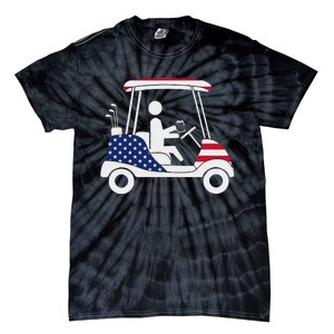 Golfing Beer Drinker Usa American Flag Golf Cart Gift Tie-Dye T-Shirt