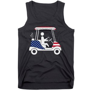 Golfing Beer Drinker Usa American Flag Golf Cart Gift Tank Top