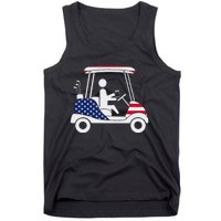 Golfing Beer Drinker Usa American Flag Golf Cart Gift Tank Top