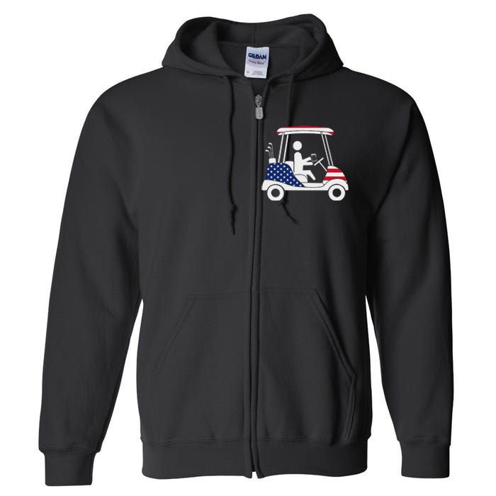 Golfing Beer Drinker Usa American Flag Golf Cart Gift Full Zip Hoodie