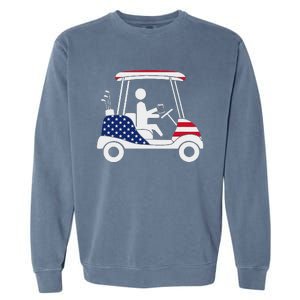 Golfing Beer Drinker Usa American Flag Golf Cart Gift Garment-Dyed Sweatshirt