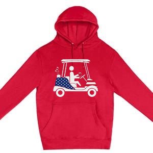 Golfing Beer Drinker Usa American Flag Golf Cart Gift Premium Pullover Hoodie