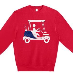 Golfing Beer Drinker Usa American Flag Golf Cart Gift Premium Crewneck Sweatshirt