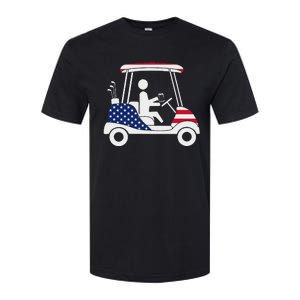 Golfing Beer Drinker Usa American Flag Golf Cart Gift Softstyle CVC T-Shirt