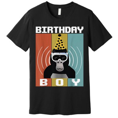Gorilla Birthday Decorations Monkey Tag VR Gamer for Premium T-Shirt