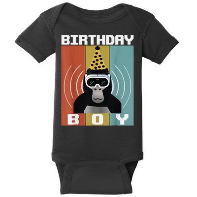 Gorilla Birthday Decorations Monkey Tag VR Gamer for Baby Bodysuit