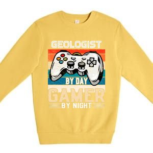 Geologist By Day Gamer By Night Video Gaming Fans Retro Meaningful Gift Premium Crewneck Sweatshirt