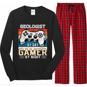 Geologist By Day Gamer By Night Video Gaming Fans Retro Meaningful Gift Long Sleeve Pajama Set