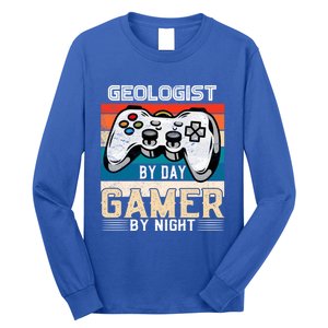 Geologist By Day Gamer By Night Video Gaming Fans Retro Meaningful Gift Long Sleeve Shirt