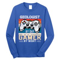 Geologist By Day Gamer By Night Video Gaming Fans Retro Meaningful Gift Long Sleeve Shirt