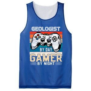 Geologist By Day Gamer By Night Video Gaming Fans Retro Meaningful Gift Mesh Reversible Basketball Jersey Tank