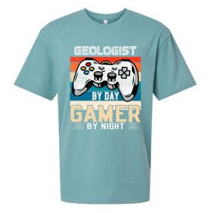 Geologist By Day Gamer By Night Video Gaming Fans Retro Meaningful Gift Sueded Cloud Jersey T-Shirt