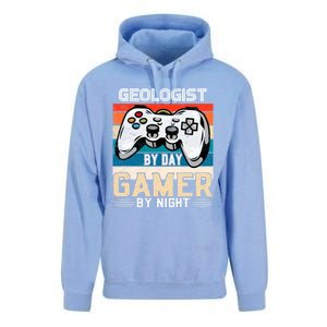 Geologist By Day Gamer By Night Video Gaming Fans Retro Meaningful Gift Unisex Surf Hoodie