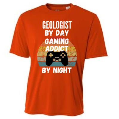 Geologist By Day Gaming Addict By Night Gift Cooling Performance Crew T-Shirt