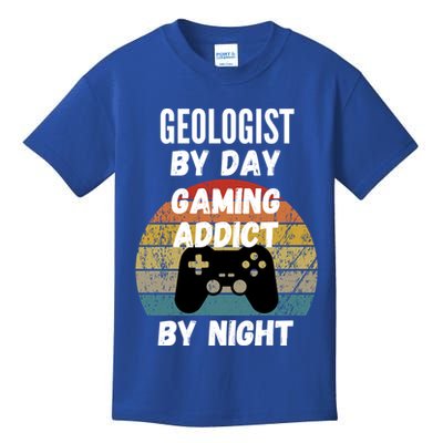 Geologist By Day Gaming Addict By Night Gift Kids T-Shirt