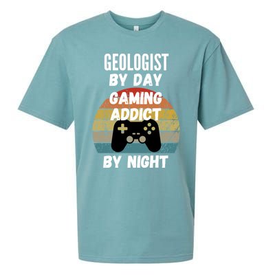 Geologist By Day Gaming Addict By Night Gift Sueded Cloud Jersey T-Shirt