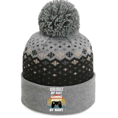 Geologist By Day Gaming Addict By Night Gift The Baniff Cuffed Pom Beanie