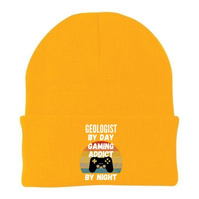 Geologist By Day Gaming Addict By Night Gift Knit Cap Winter Beanie