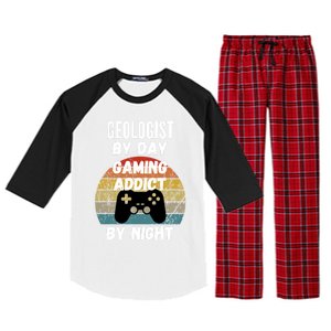 Geologist By Day Gaming Addict By Night Gift Raglan Sleeve Pajama Set