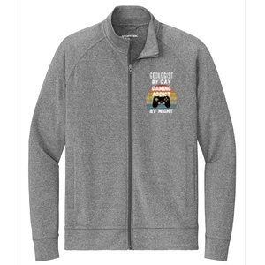 Geologist By Day Gaming Addict By Night Gift Stretch Full-Zip Cadet Jacket