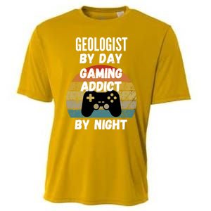 Geologist By Day Gaming Addict By Night Gift Cooling Performance Crew T-Shirt