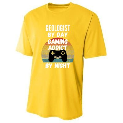 Geologist By Day Gaming Addict By Night Gift Youth Performance Sprint T-Shirt