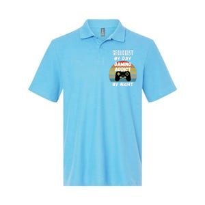 Geologist By Day Gaming Addict By Night Gift Softstyle Adult Sport Polo