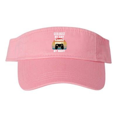 Geologist By Day Gaming Addict By Night Gift Valucap Bio-Washed Visor