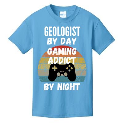 Geologist By Day Gaming Addict By Night Gift Kids T-Shirt