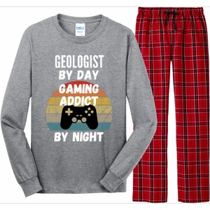 Geologist By Day Gaming Addict By Night Gift Long Sleeve Pajama Set