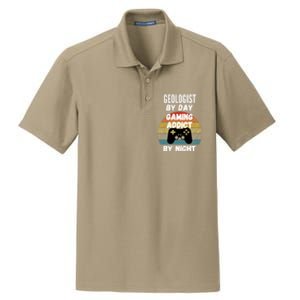 Geologist By Day Gaming Addict By Night Gift Dry Zone Grid Polo