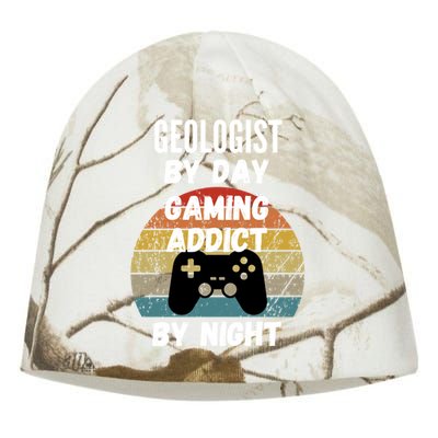 Geologist By Day Gaming Addict By Night Gift Kati - Camo Knit Beanie