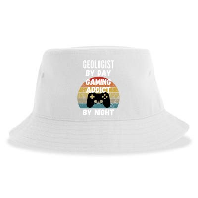 Geologist By Day Gaming Addict By Night Gift Sustainable Bucket Hat