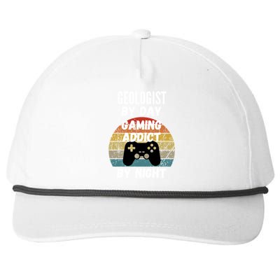 Geologist By Day Gaming Addict By Night Gift Snapback Five-Panel Rope Hat